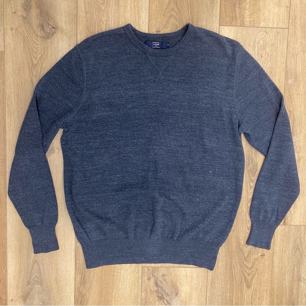 🌟J. CREW🌟 MENS 100% COTTON CREW NECK SWEATER HEATHER BLUE SZ M